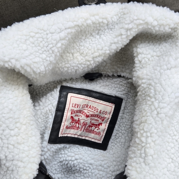 Levis Faux Leather Sherpa Lined Jacket - Picture 11 of 13